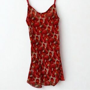 Strawberry and Cherry Print Sheer Slip Dress